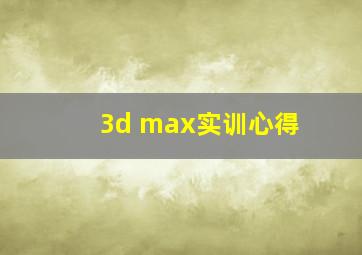 3d max实训心得